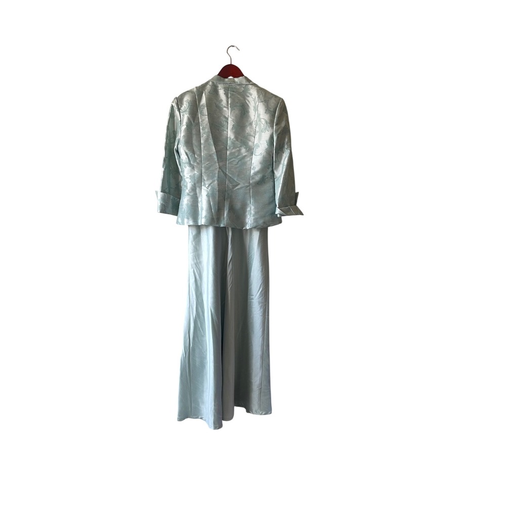 Vintage Jessica Howard Women Seafoam Green Beaded Jacquard Dress Set Size 6 - Picture 2 of 9